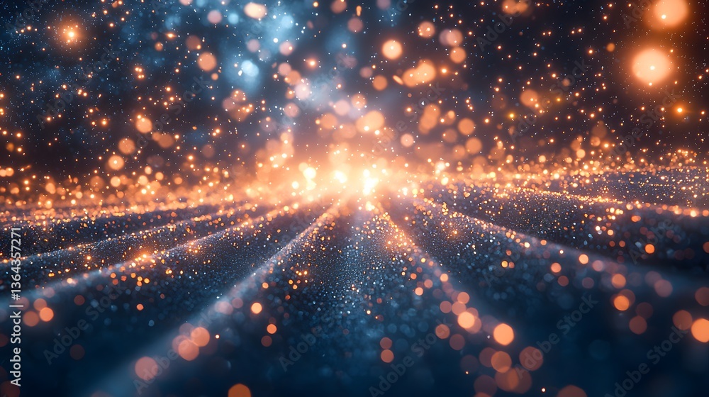 Poster blurry road with streams of light creating a dreamy atmosphere of cosmic rays from a distant star