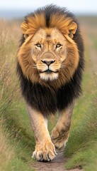 Fototapeta premium Majestic Lion in African Savanna