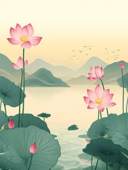 Peaceful Lotus Pond at Dawn