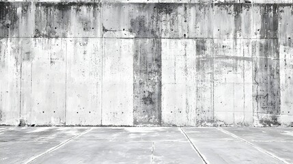 Textured Gray Concrete Wall with Cracked Surface and Empty Ground