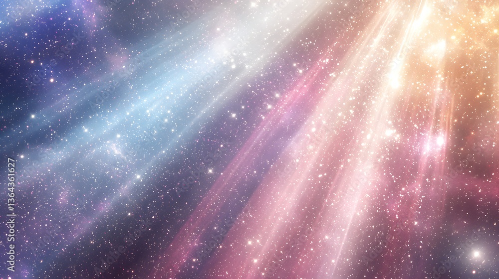 Poster bright star field illuminated by whimsical cosmic rays creating a beautiful nebula paste in the cele