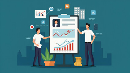 Unlocking Business Potential: Entrepreneurs Unite in Flat Ecosystem Partnerships for Synergy and Success - A Cute Vector Illustration of Team Building and Collaboration