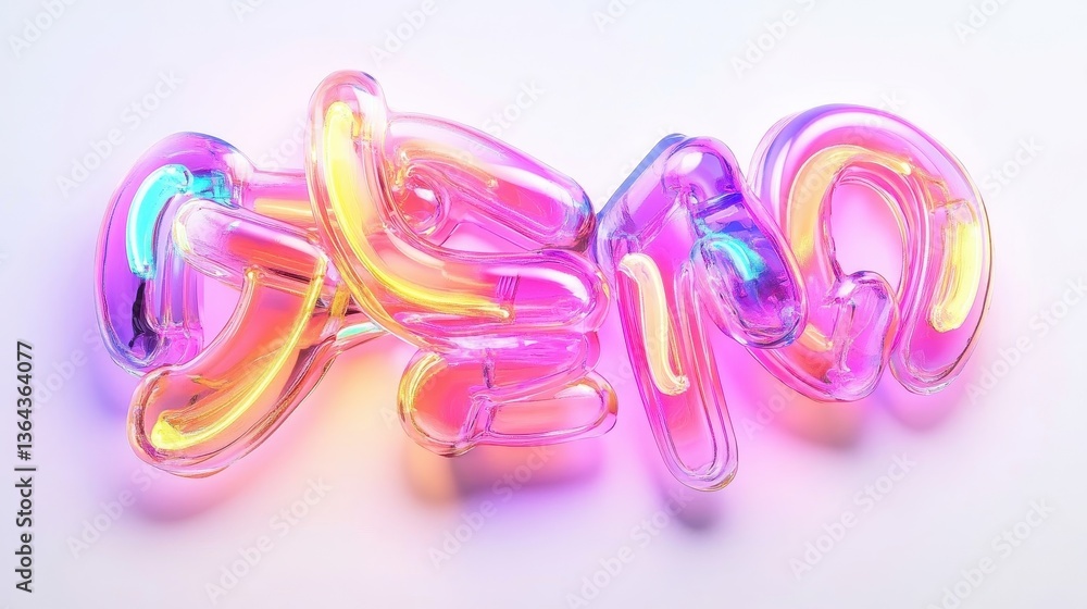Poster abstract translucent glass tubes with colorful lighting creating a design