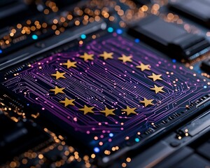 EU Flag on Circuit Board