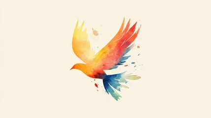 Obraz premium Colorful Watercolor Bird in Flight
