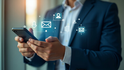 Enhancing Professional Relationships: Businessman with Smartphone Symbolizing Seamless Communication Tools