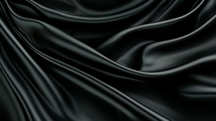 Elegant black silk fabric background, smooth, luxurious texture for design luxurious