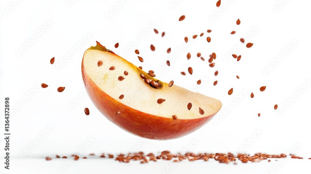 Poster a floating apple slice with its seeds separating wisely