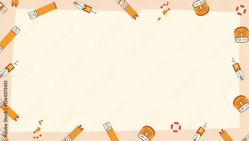 Poster minimalist border design for world no tobacco day: create anti-smoking messages with a clean frame a