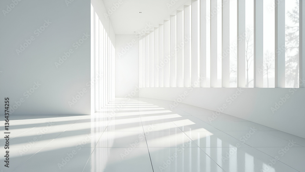 Poster streamlined digital line rhythms: curved designs with white partitions for modern workplace visuals 