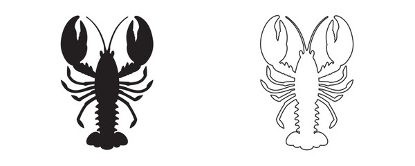 Lobster black silhouette, Lobster outline vector, Lobster clipart