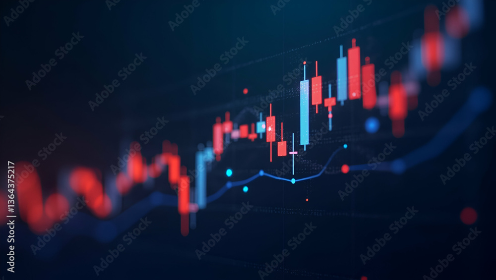 Poster candle stick graph chart illustrating stock market investment trading data with bullish trends - vec