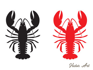 Lobster black silhouette, Lobster outline vector, Lobster clipart