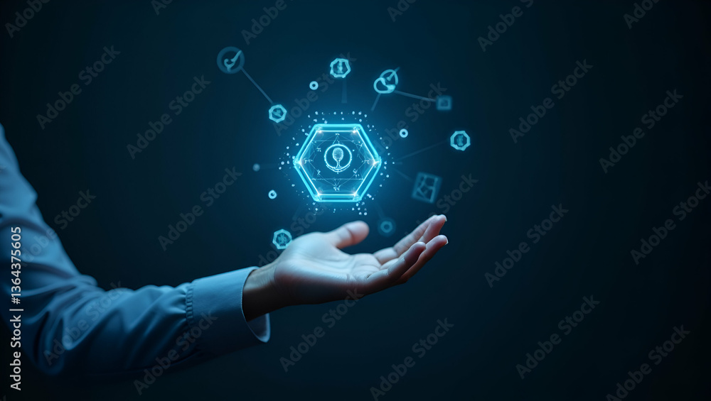 Poster flat hand interacting with holographic device: showcasing evaluation of learning outcomes in a simpl