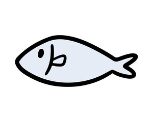 Cute Fish Doodle Illustration on Transparent Background 