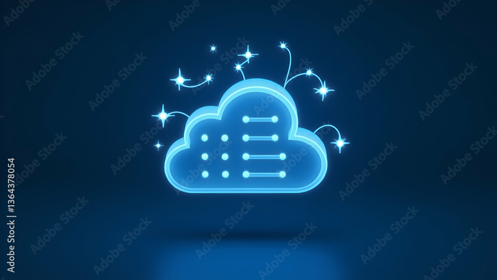 Aufkleber low polygon cloud computing icon: a modern representation of data transmission, storage, and backup 