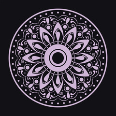 Ornamental Mandala Design with Detailed Geometric and Floral Elements in Pastel Purple