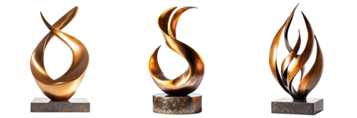 A Set of Decorative Modern Metal Sculptures for Stylish Home Interiors, Isolated on Transparent Background