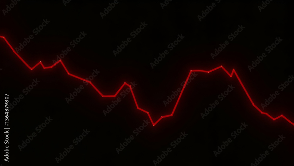 Aufkleber animation of red graph on white grid with black background - stock concept