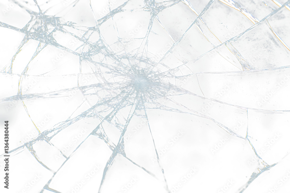 Poster Close-up of a shattered glass screen with a spiderweb crack pattern on Transparent background.
