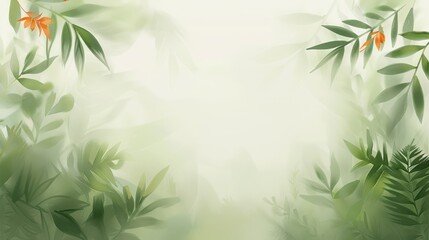 Lush green bamboo plant with delicate flowers and vibrant leaves in a tranquil garden setting