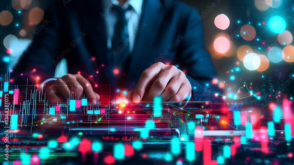 Poster business analysis in action financial data visualization urban environment digital content dynamic v