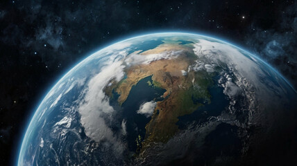 Fototapeta premium Stunning View of Planet Earth from Space Featuring Africa and Asia Continents