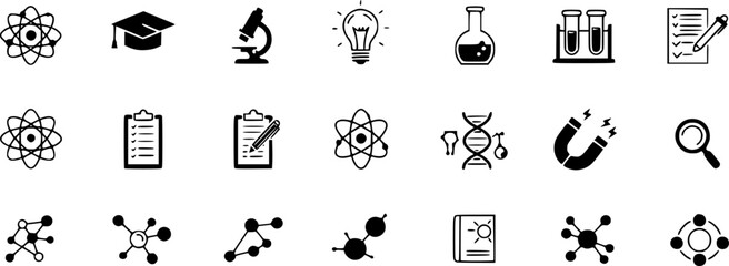 Vector black science icon set
