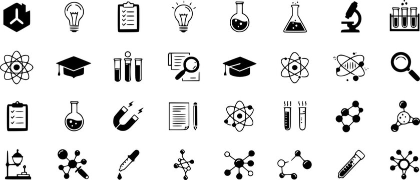 Vector black science icon set
