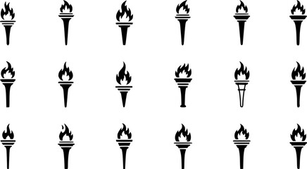 Vector black torch icons set
