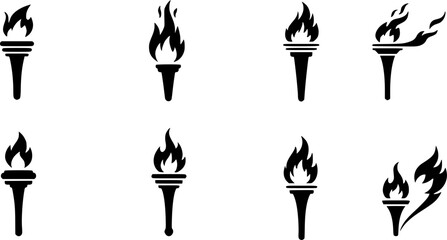 Vector black torch icons set
