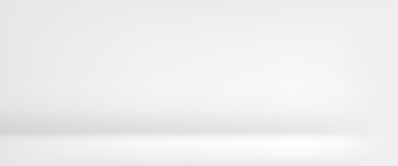 Cool white room background. 3d vector winter studio display podium. Light grey color winter gradient bg. Product table shelf. Clean aesthetic photo shoot backdrop. Realistic snow color stage scene.