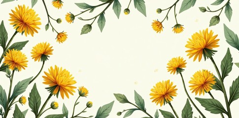 Dandelion flowers and plants seamless pattern design for fabric, wallpaper, and tile, dandelions,  flowers