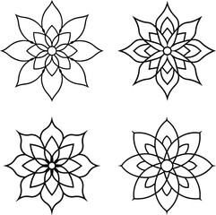 Hand Drawn Black And White Mandala Illustration Featuring Intricate Floral Patterns And Geometric Shapes