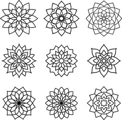 Hand Drawn Black And White Mandala Illustration Featuring Intricate Floral Patterns And Geometric Shapes