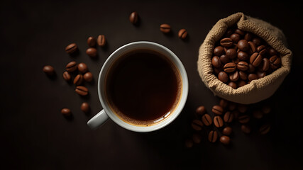 cup of coffee with beans