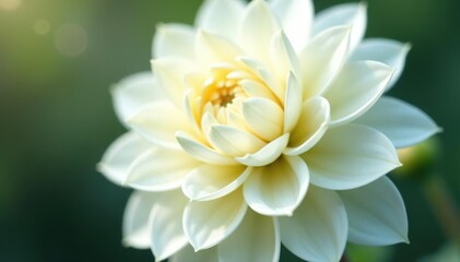 Close-up of a delicate white dahlia flower petals with a soft focus background,  nature,  delicate