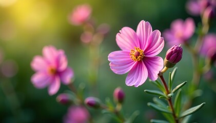Fototapeta premium Close-up of vibrant and fragrant rosemary flowers blooming in a garden, bloom, herb