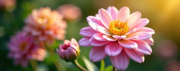 Close-up of a multicolored pale purple and yellow chrysanthemum in full bloom on a sunny day,  sunny,  beautiful