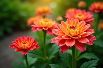 Close up of vibrant Chrysanthemum flowers in a garden, Chrysanthemum,  colorful