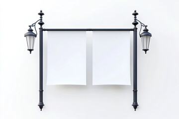 Detailed Picture of Pole Double Banner on White Background 3D Rendering Illustration