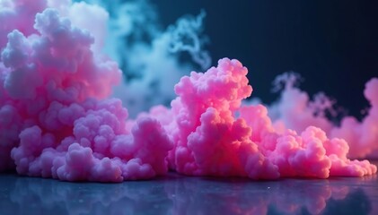 Fototapeta premium Colorful smoke swirling on the floor with misty fog effect overlay for dramatic design, artistic, creative