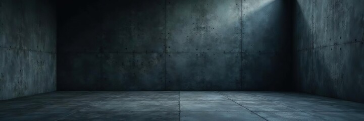 Dark and somber interior with cement floor and wall backgrounds,  space,  floor