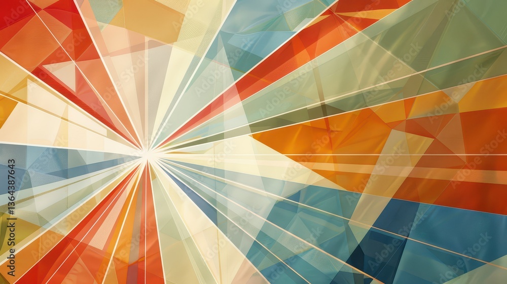 Aufkleber abstract design featuring overlapping geometric shapes and lines in a vibrant array of colors includ