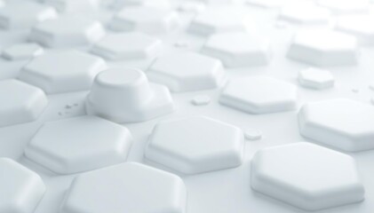 Obraz premium Futuristic white hexagon pattern with 3D effect and abstract design, background, modern
