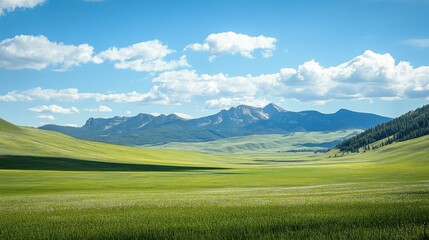 Spring or summer landscape photography with mountains