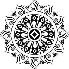 ornamental round ornament black white mandala design black white line art vector illustration  icon design