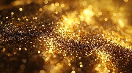 Sparkling golden dust with bokeh effect