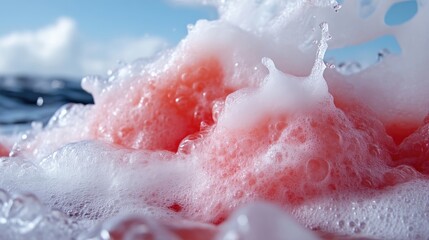 Fototapeta premium Pink foam erupts in a watery explosion