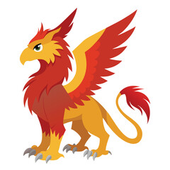 Fototapeta premium Funny Cartoon Griffin Vector Illustration Featuring Bold Wings and Sharp Talons